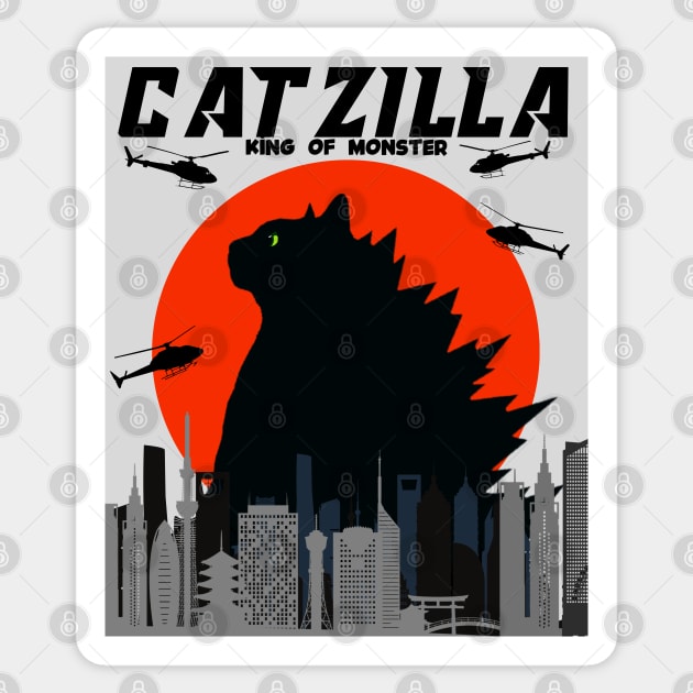 Cat Zilla King Of Monster Sticker by Taz Maz Design